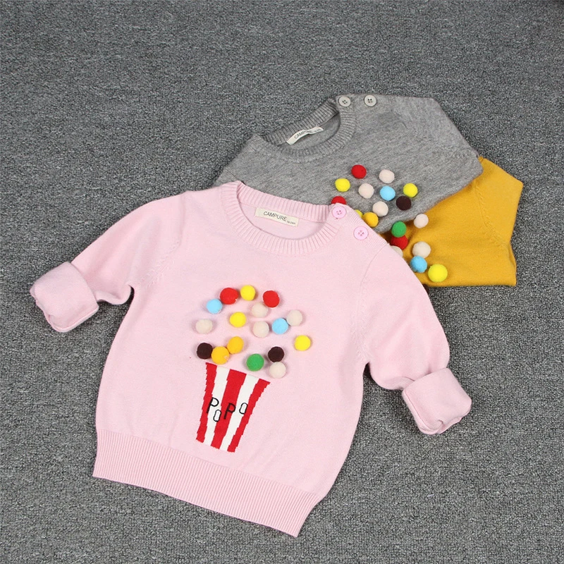 Детские вязаные свитера с рисунком «попкорн» для девочек, вязаный свитер для малышей пуловер для девочек, одежда г. Осенний свитер для маленьких девочек