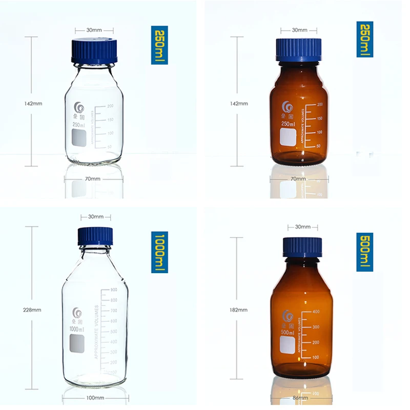 Lab Screw cap Reagent bottle Sealed bottle Glass Laboratory Sample Bottle