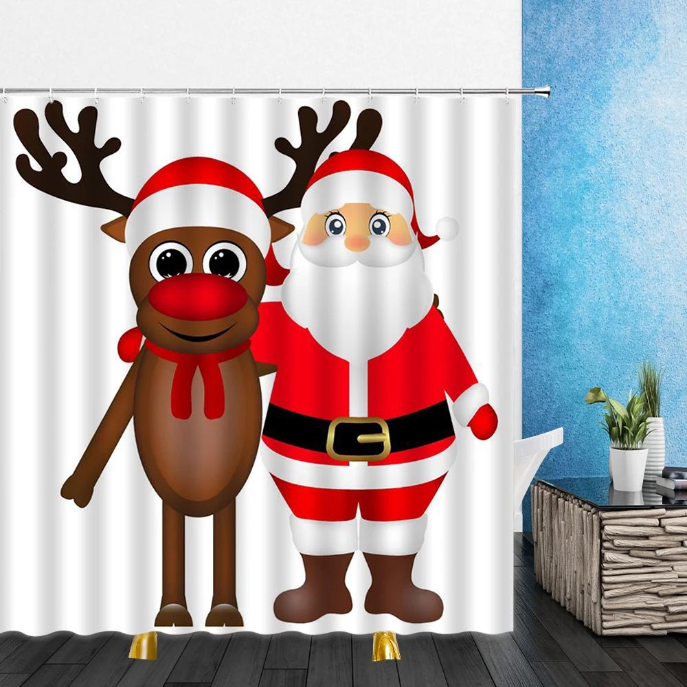 

Cartoons Christmas Shower Curtains Santa Claus Christmas tree 3D Print Bathroom Home Decor Waterproof Polyester Cloth Curtain