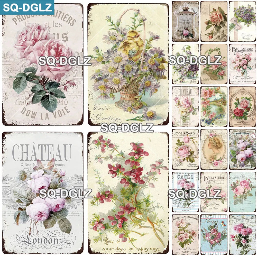 Details about   Flower vintage tin sign Home Decor Retro metal sign shabby chic wall decor 