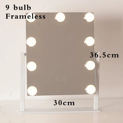 9 bulb White Hollywood Style Cosmetic Makeup Mirrors with Lights Lighted Vanity with 12x3W Dimmable LED Bulbs and Touch Control Tricolor - Цвет: 9 bulb White