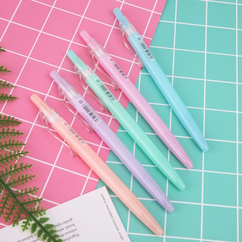 5pcs/lot Jelly Color Ballpoint Pen Blue Ink Stationery School Office Supplies