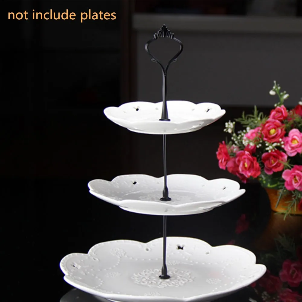 three layers black Cake Rack Holder Rack Cake Crown Metal Wedding Decoration Home& Kitchen Plate Fitting 2/3 Layers - Цвет: three layers black