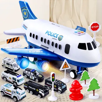 

Large Size Music Story Simulation Track Inertia Children's Aircraft Storage Passenger Plane Police Fire Rescue Toy Car Vehicle