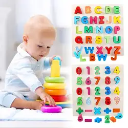 Деревянные пазлы Алфавит количество паззлы малыш цифровое изучение букв доска игрушки набор дошкольников Развивающие игрушки для малышей