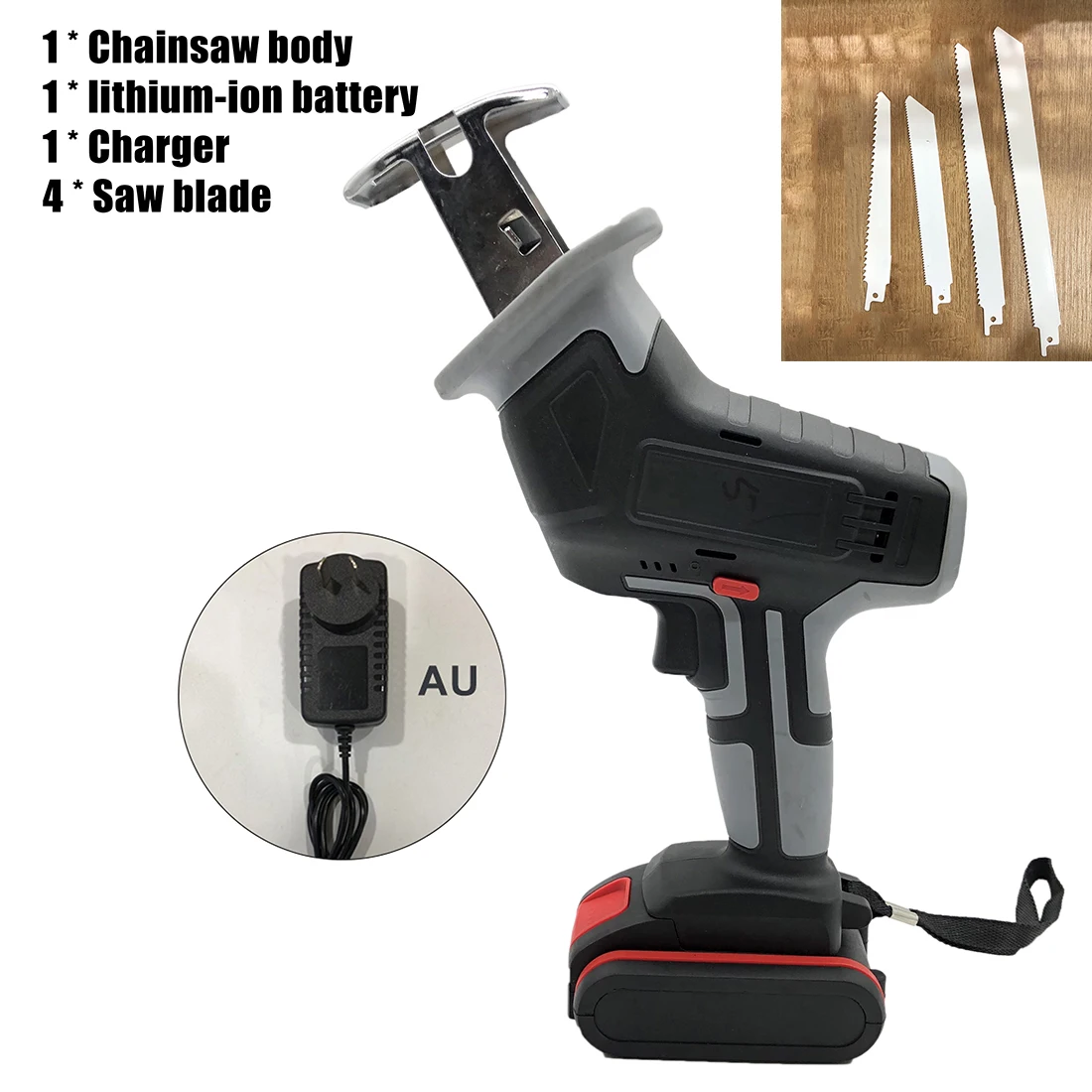 

18V Cordless Reciprocating Saw 4 Saw Blades Metal Cutting Wood Tool Portable Woodworking Cutters With Battery 3000spm Power Tool