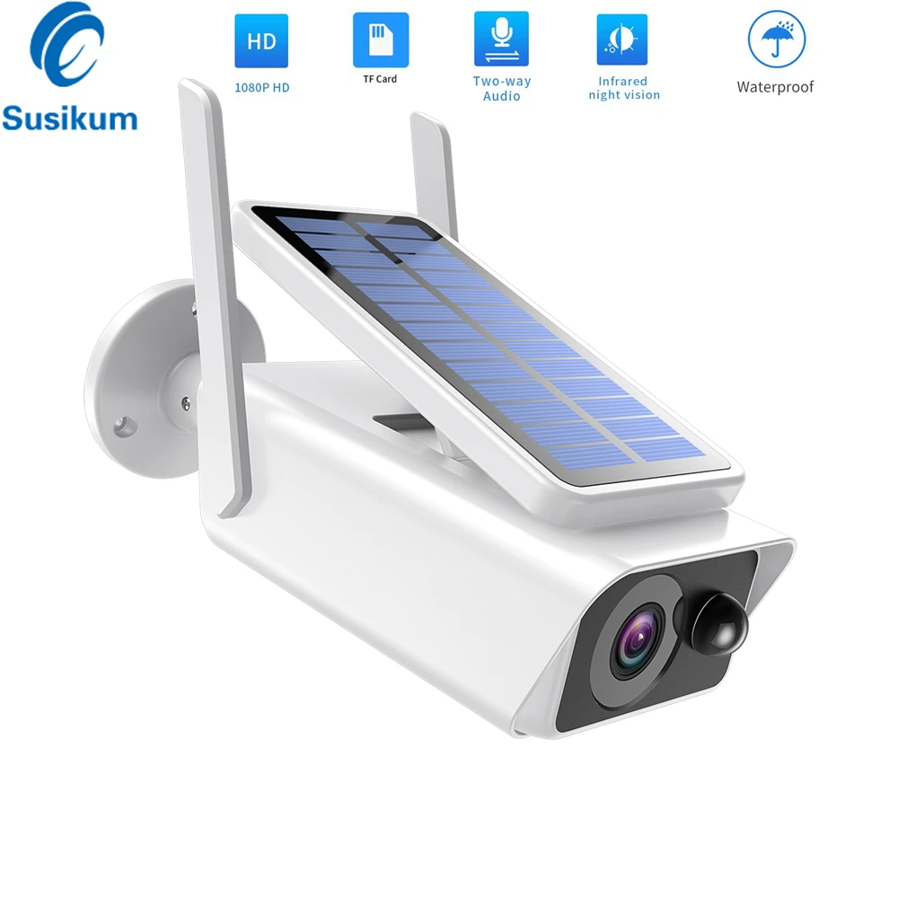 

Solar WiFi IP Camera 1080P HD Outdoor Charging Battery Wireless Security Camera PIR Motion Detection Bullet Surveillance CCTV