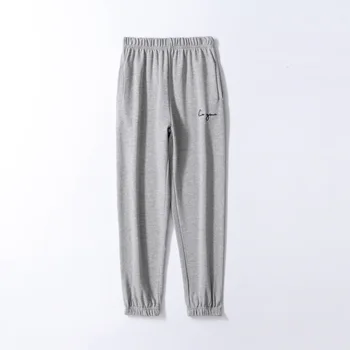 

Autumn female waist solid color pants casual pants embroidered letters