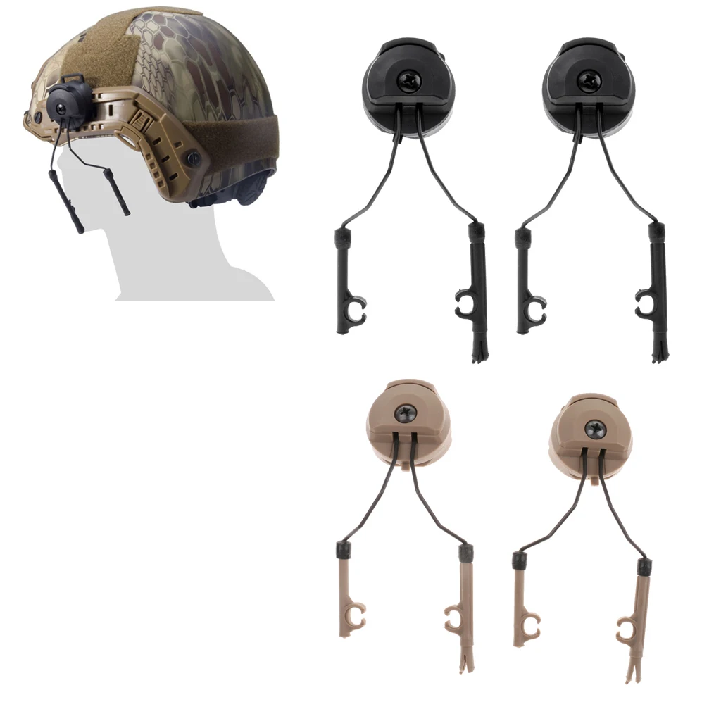Helmet Headset Support Rail Adaptor Suspension Headphones Bracket Hunting Earmuffs Left & Right Side Attachments