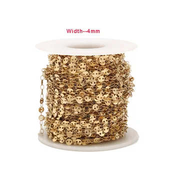 

4mm New Stainless Steel Gold round charm link Chain DIY jewelry making