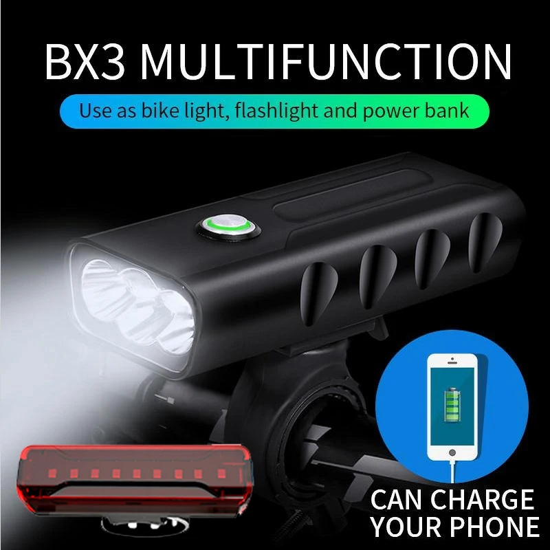 

OLOEY Bicycle Light T6 LED 5200mAh Headlight Lamp USB Rechargeable Front Light Night Cycling Taillight Bike Light FlashLight
