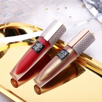 

Pretty Comy 5Pcs/Set Non-stick Cup Rhinestone Matte Lip Gloss Set Moisturizing Long Lasting Waterproof Liquid Lipstick