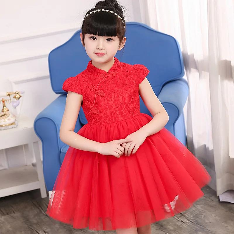 

[Not] Girls Chinese Costume Dress CHILDREN'S Costume Red Performance Puffy Yarn Princess Skirt