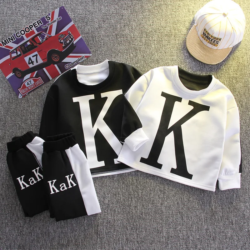 

Brand Boys Clothing Sets Spring Autumn Baby Kids Sets Pattern KK Tracksuits Kids Suits Long Sleeve Sweatsets + Pants Infant Sets