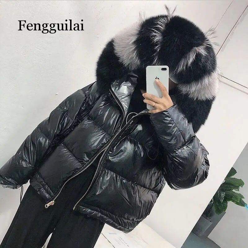low cost  Fake Fox Fur Winter Jacket Women Gold Warm Parka Fur Down Coat Female White Duck Down Jacket Winter