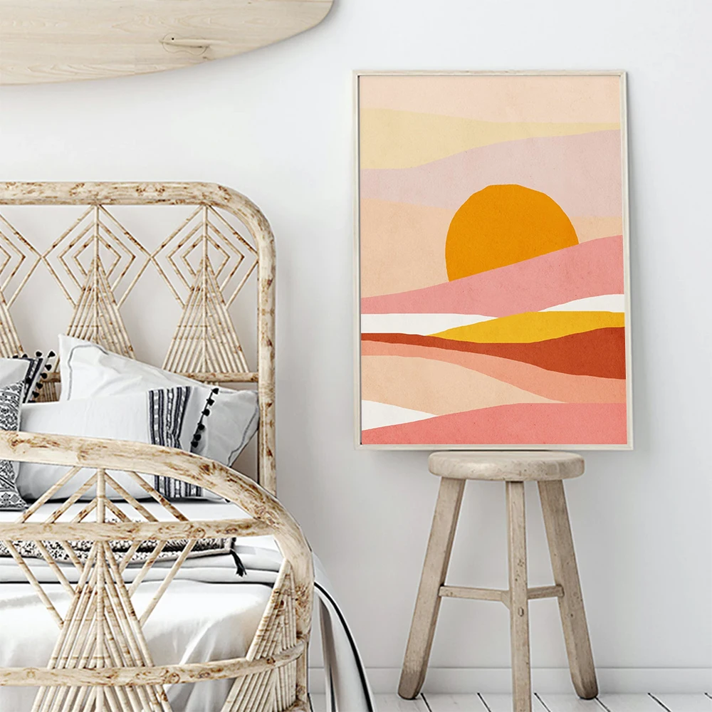 White-Wall-Decor-Art-Prints-Abstract-Landscape-Poster-Sunset-Art-Pictures-Horizon-Sun-Canvas-Paintings-For (2)