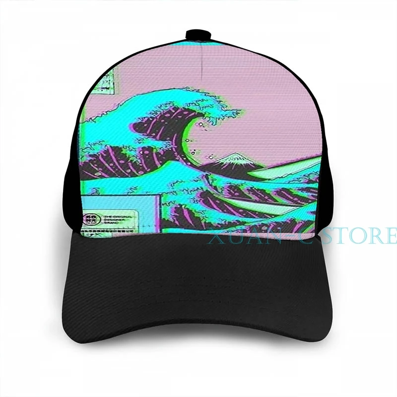 Большая волна от Vaporwave Kanagawa баскетбольная Кепка для мужчин и женщин мода по всему принту черная шляпа унисекс