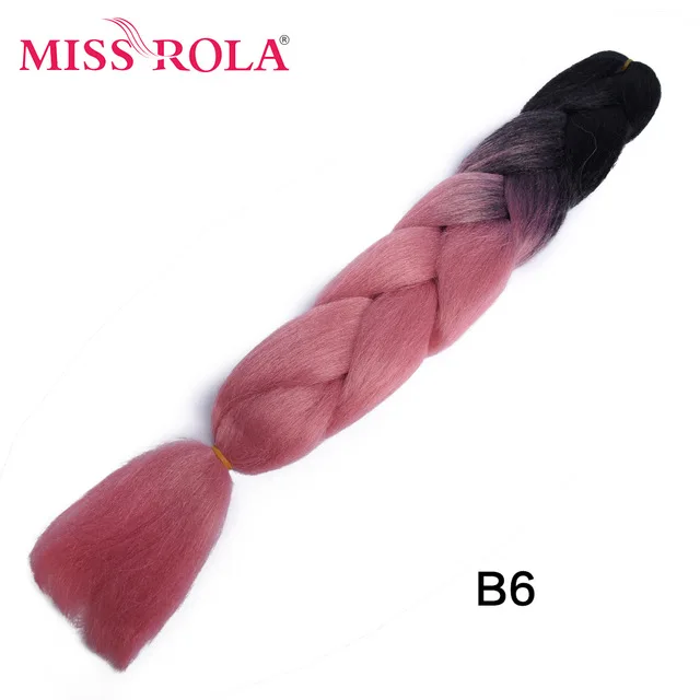 Miss Rola Synthetic Support Wholesale 100g 24 Inch Jumbo BraidsPink Green Yellow High Temperature Fiber Ombre Hair Extensions B6