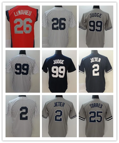 All stitched Men's player lemahieu 26 Aaron Judge 99 Derek 2 Gleyber 25 jerseys