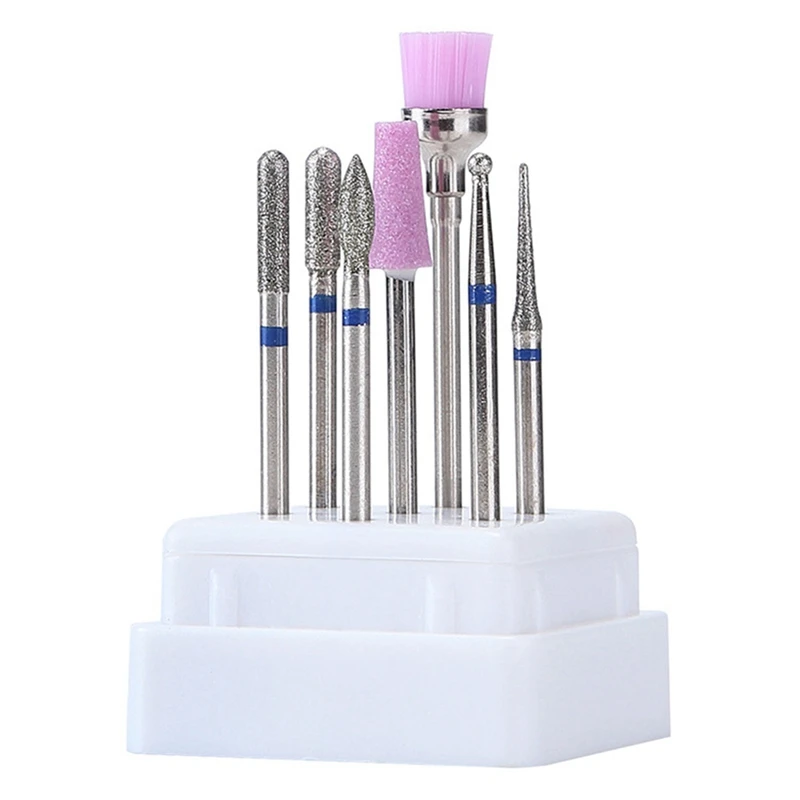 Sale Nail Drill Bits Set 7 Pcs Tungsten Carbide Acrylic Nail File Drill Bit Manicure Pedicure 3/32" with Nail Drill Bit Holder
