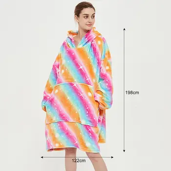 

Oversized Hoodie Sweatshirt Wearable Blankets Hooded Pullover Sweater Casual Warm Pajamas Household Warm Clothes Blankets#
