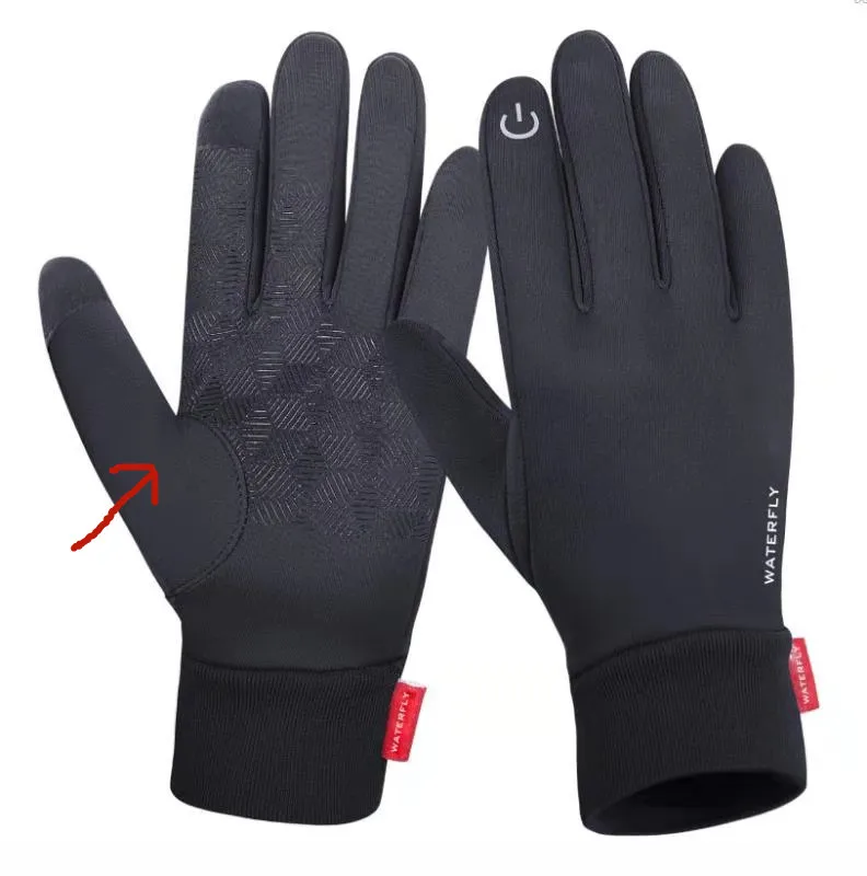 Водонепроницаемые зимние мужские теплые перчатки для катания на лыжах, езды на мотоцикле, поддержка сенсорного экрана, женские водонепроницаемые Нескользящие перчатки - Цвет: Черный