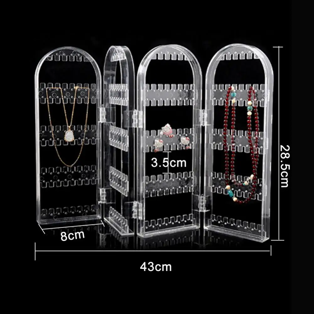 120/240 Holes Plastic Clear Earrings Studs Display Rack Folding Screen  Earring Jewelry Display Stand Holder Showcase Storage Box