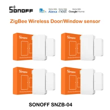 4 pces sonoff SNZB-04 inteligente zigbee porta sensor detector mini janela da porta sensor precisa sonoff zbbridge controlado por ewelink app