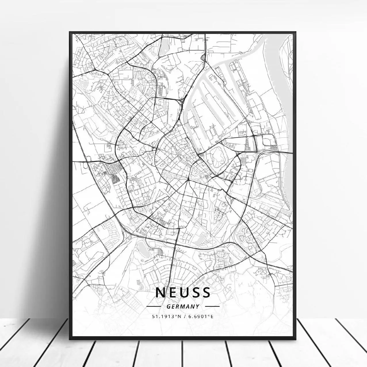 Bremerhaven Leipzig Jena Neuss Munich Kaiserslautern Германия холст Художественная карта