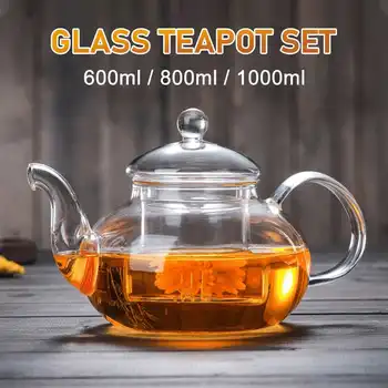 

Heat Resistant Glass Teapot Double Glass Teacup Flower Tea Pot With Infuser Tea Kettles Tea Set Teapots For Brewin Flower Tea