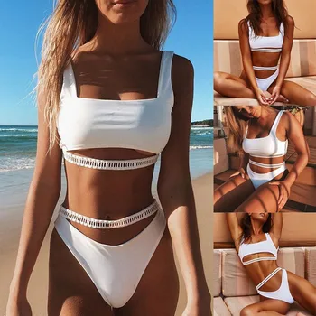 

Women Micro Bikini Set 2020 Push Up Swimwear Solid Beach Bathing Suit Thong Swimsuit For Girls Bikini Swim Suit Femme 4#