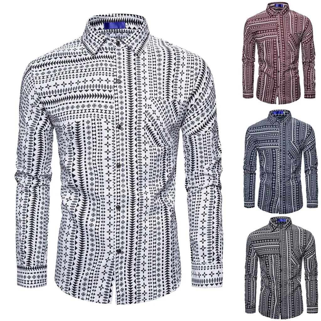 Мужская рубашка, hombre, manga larga de vestir, blucas, комбинированная, с принтом, деловая, для отдыха, Ретро стиль, с длинными рукавами, рубашка, топ, блуза# G3
