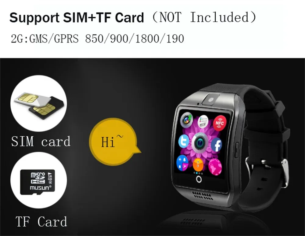 Q18 Bluetoth Смарт часы GSM камера TF карта телефон наручные часы для телефона Android электронные наручные часы умные часы
