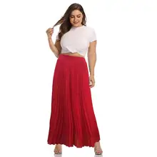 SanHuaZ Лето Осень Женская юбка повседневные пляжные вечерние с высокой талией плиссированные однотонные Большие размеры женские длинные юбки