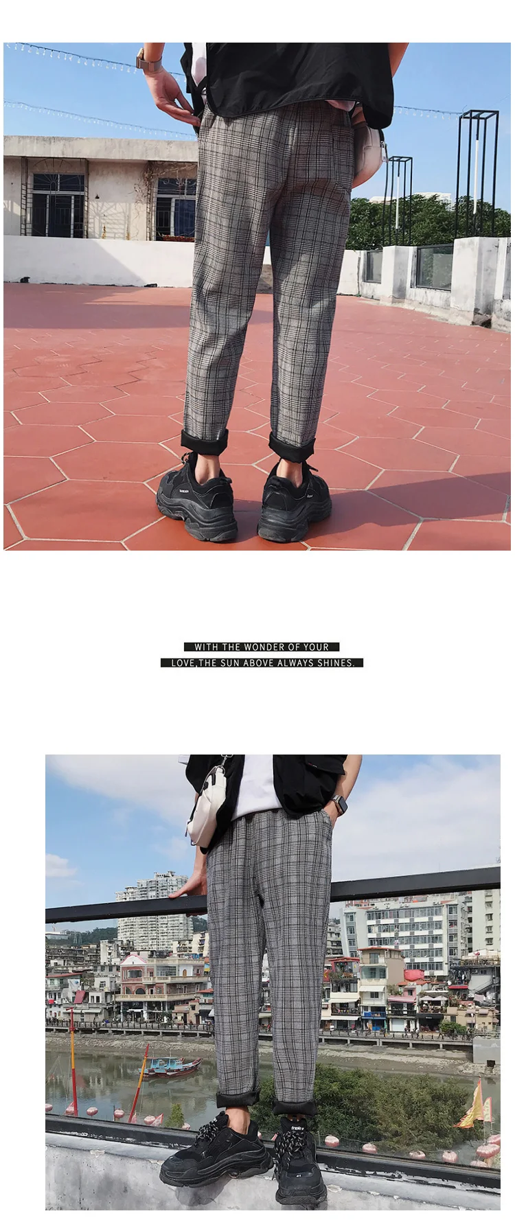 Liketkit Men Women Korean Black Plaid Casual Pants Mens Harajuku Streetwear Harem Pants Male Hip Hop Checkered Trousers 5XL