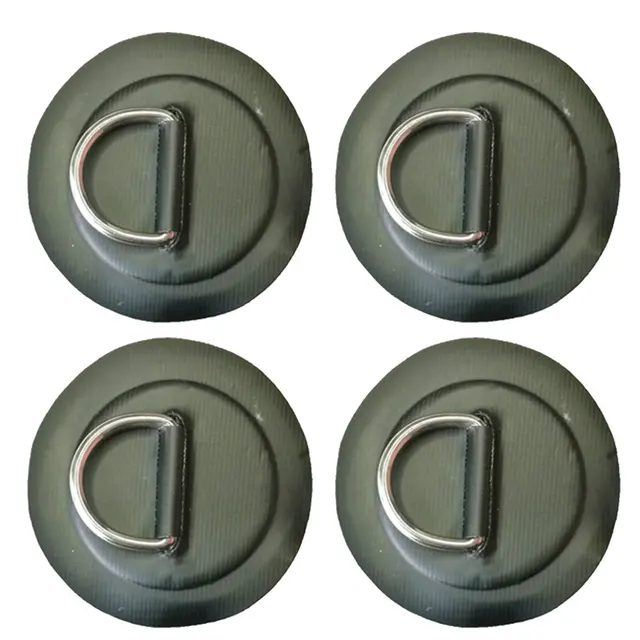 Surfboard Dinghy Boat PVC Patch With Stainless Steel D Ring Deck Rigging SUP Board Round Ring Pad with Elastic Bungee Rope Kit Black