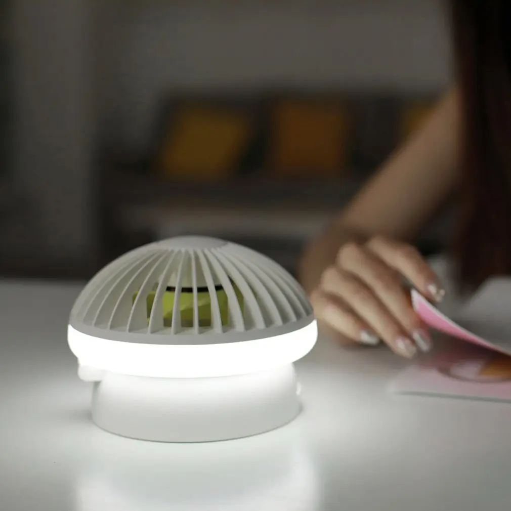 Mushroom Lamp Fan Mini Night Light Usb Charging Office Desktop Portable Desktop Mute Small Fan Fashion