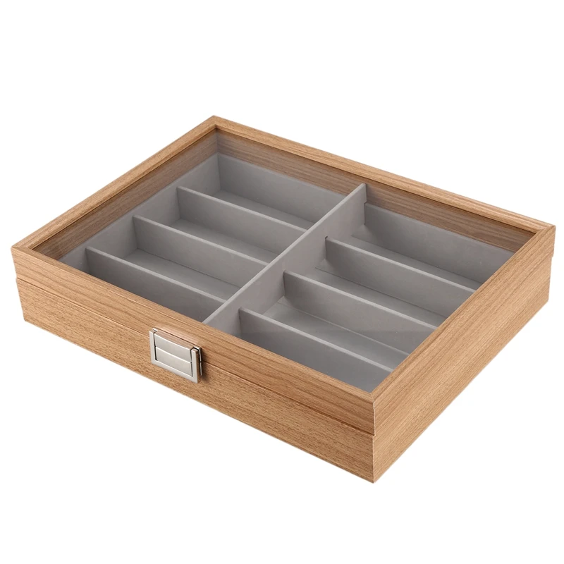 Eyeglass Sunglass Storage Box Imitation Leather Glasses Display Case Storage Organizer Collector 8 Slot Black