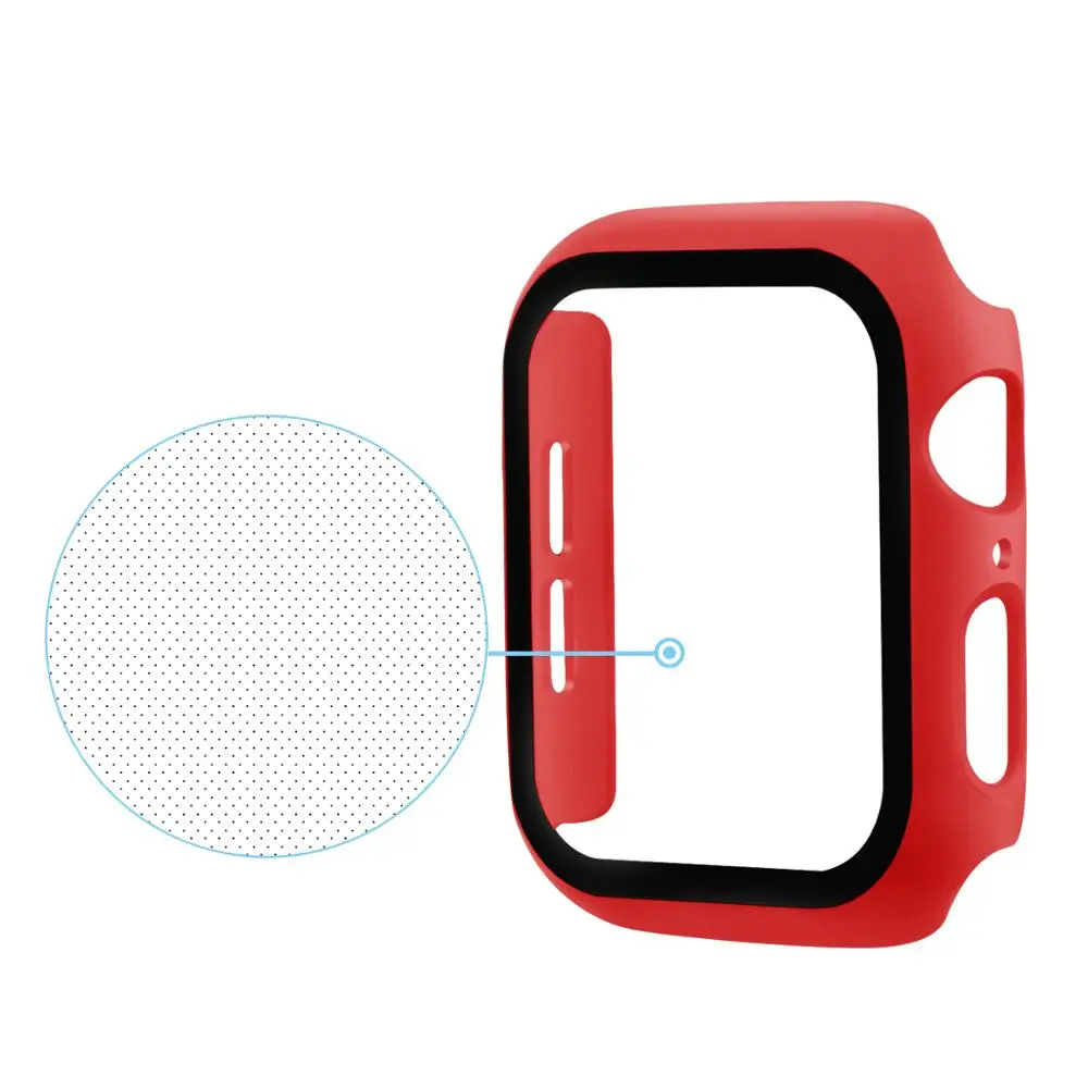 Red Защитный чехол для apple watch Защитная пленка для экрана, брендовый, 38/42/40/44 мм плёнка из закалённого стекла для наручных часов iwatch серии 5 4 3 2 1 чехол Аксессуары защита apple watch 3 чехлы для apple watch 4 - Цвет: Red
