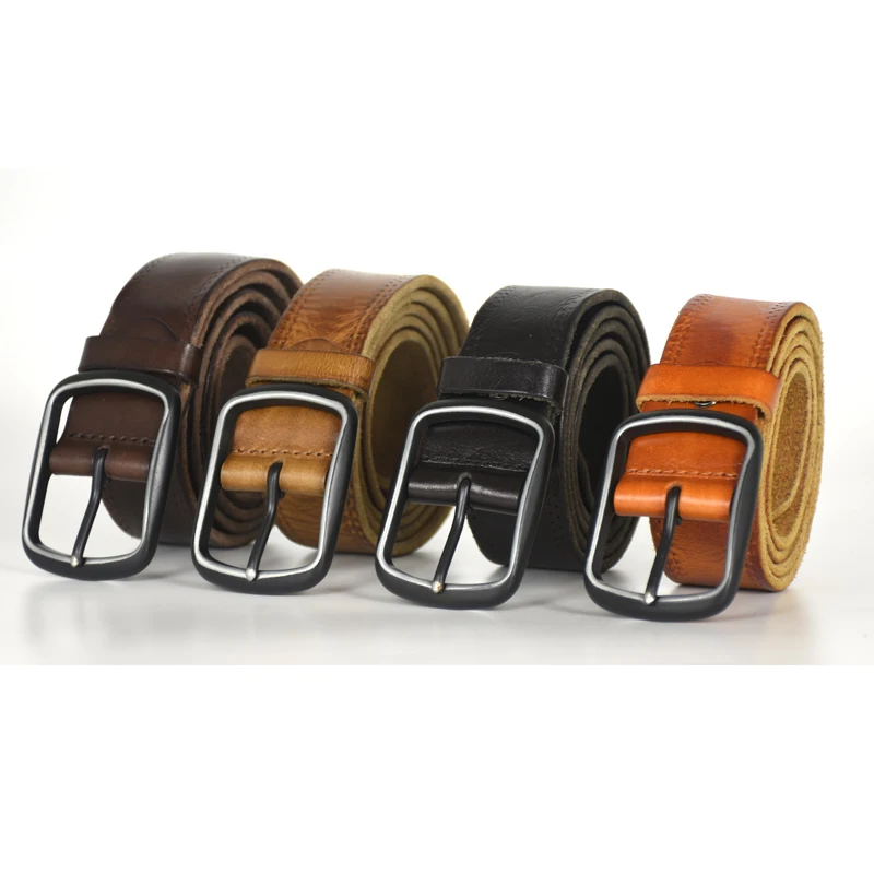 Najtaniej Nowy crazy horse skórzany pasek dla mężczyzn skóra bydlęca męskie paski skórzane vintage jean pasek brązowy kolor 130 cm stringi instrukcja