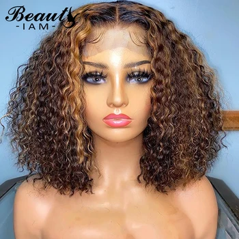 

Curly Colored Lace Front Human Hair Wigs For Women Honey Blonde Bleached Knot Virgin Wig Black Pre Plucked With Baby Hair
