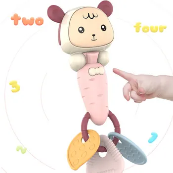 

Baby Teether Rattle Cute Hand Bell Baby Boy Girl Teething Rattle Baby Shower Gift Infant Molar Toy