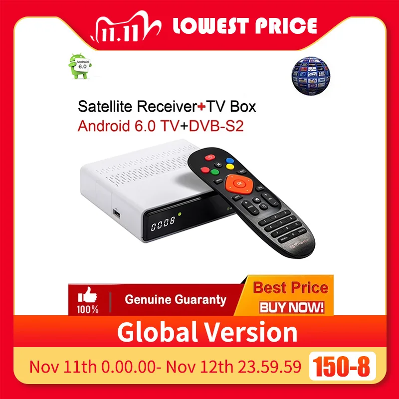 Спутниковый ресивер GTmedia GTS Frete De Spain DVB-S2 Android TV BOX full hd H.265 спутниковый | Электроника