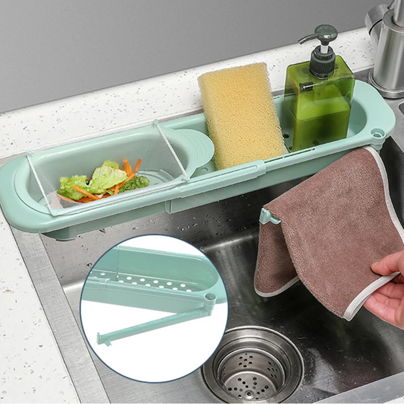 Retractable Drain Basket Sink Rack Telescopic Drain Rack Filter