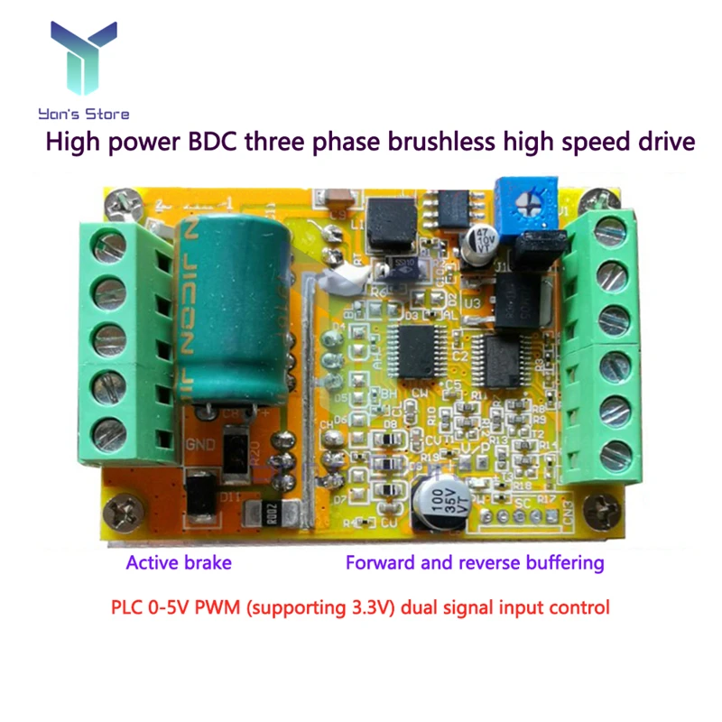 bldc trifásico dc controlador de motor sem escova de alta velocidade pwm sem salão sensor hall do motor plc placa de controle analógico