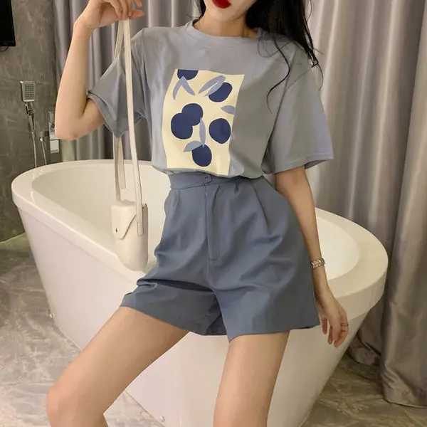 Sets Women Summer New Fashion Outfits All-match Print T-shirts Loose Two Piece Cute Ins Students Female Shorts Casual Aesthetic plus size jogger set