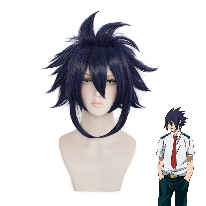 

My Hero Academia Boku No Hiro Akademia Amajiki Tamaki Dark Blue Short Cosplay Wig Synthetic Hair Perucas + Wig Cap