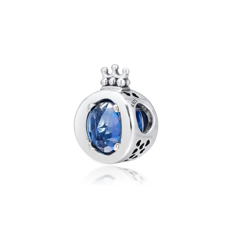 CKK Blue Sparkling Crown O Charms 925 Fit Pandora Браслеты из стерлингового серебра Шарм бусины для бусина для изготовления украшений kralen