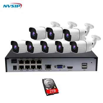 

8CH NVR 1080P 2MP IP Network POE Audio Record Outdoor Waterproof CCTV Security Camera System Home video Surveillance kit
