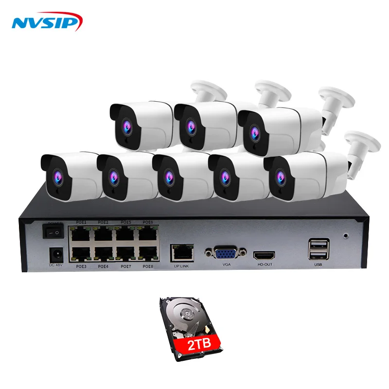 Сетевой IP-видеорегистратор 8 каналов 1080P 2 МП POE аудиозапись наружная